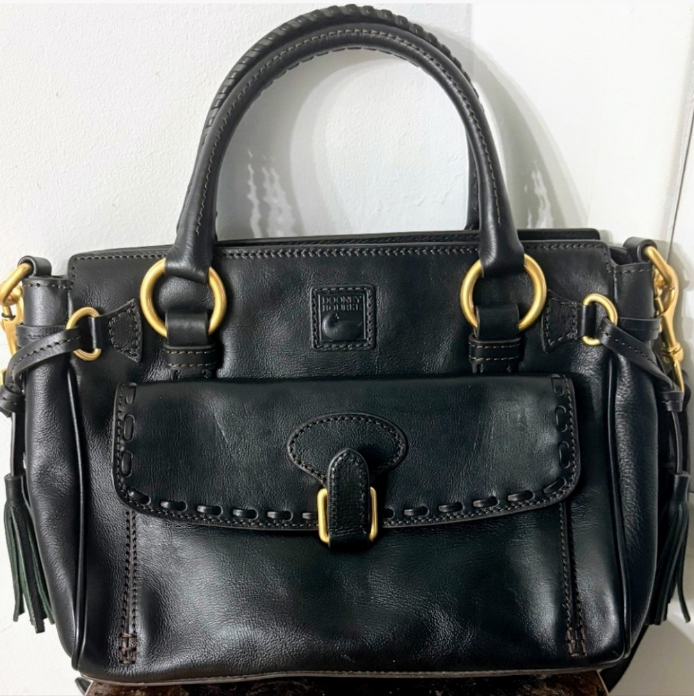 Dooney & Bourke Black Florentine Leather Satchel  Crossbody Bag NWT - Picture 7 of 16